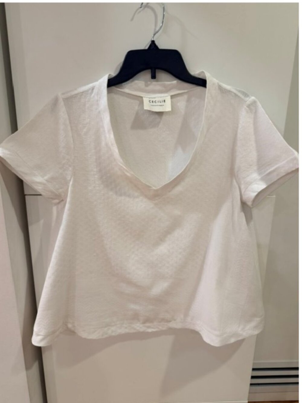 Cecilie Copenhagen White Linen V-Neck Top Size Medium
